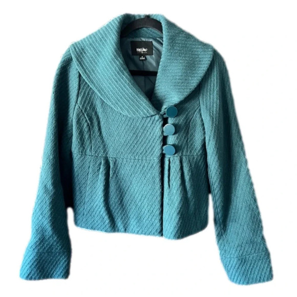 Mossimo Short Waisted Shawl Neck Teal Peacoat Size Small - Picture 2 of 8